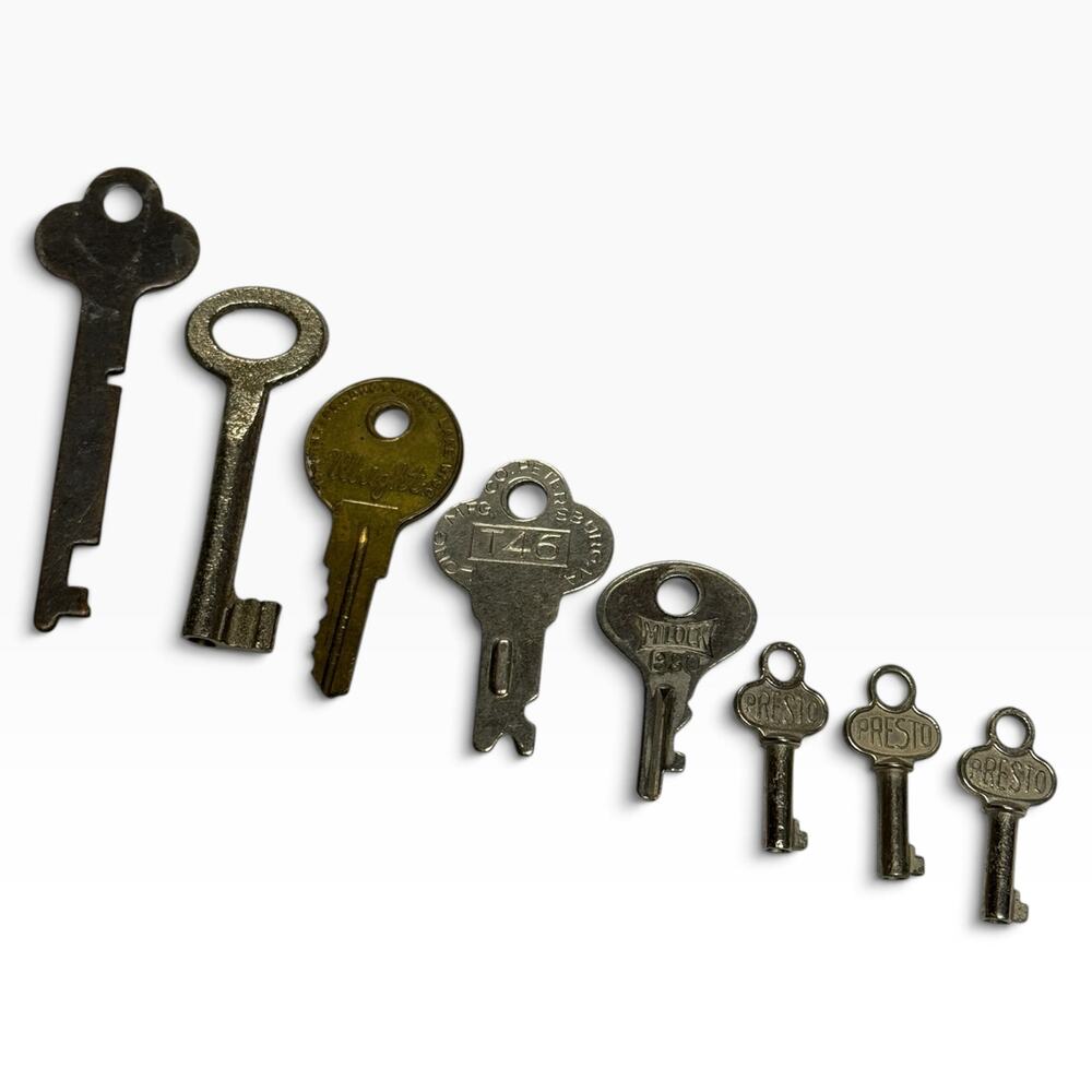 Set of 8 Keys Skeleton Flat and Chest Misc Vintage